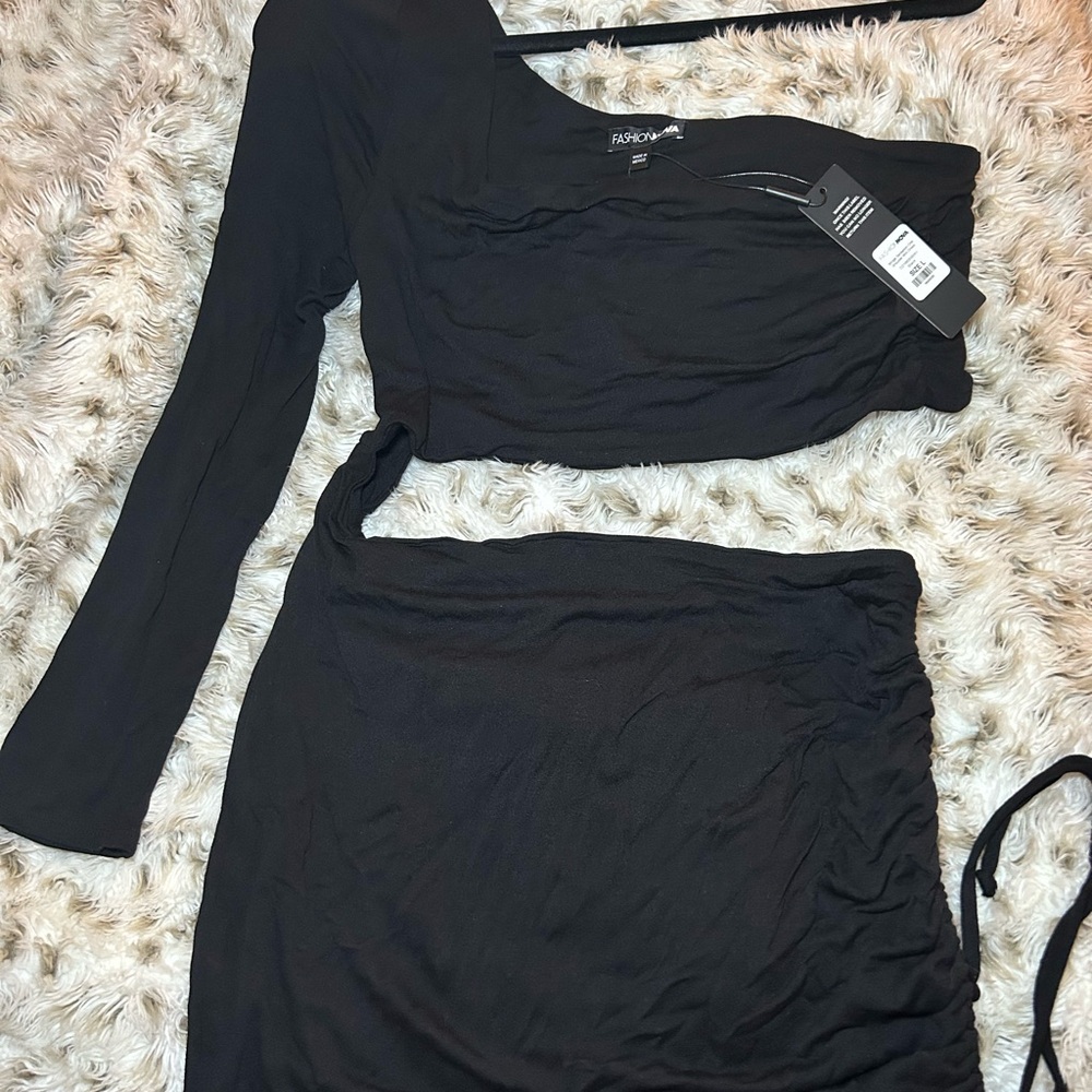 Mingle Sensation One Shoulder Black Mini Dress